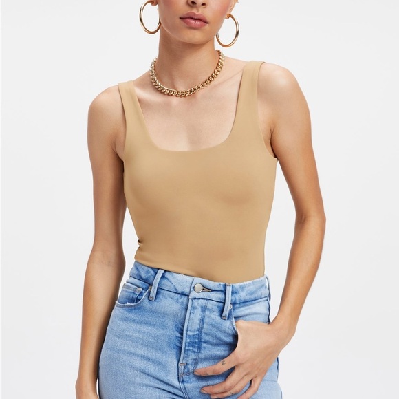 Good American Scuba Modern Tank Sleeveless Bodysuit Brown Pecan Sz Large (3) - Picture 1 of 7